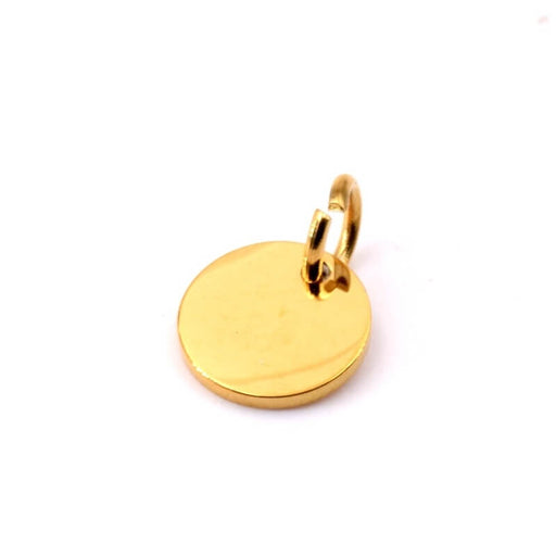 Pendentif médaille acier inoxydable doré 8mm - Trou: 3.5mm (1)