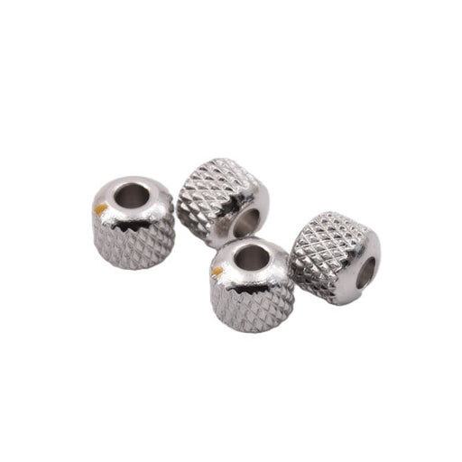 Perles tube strié diamant en acier inoxydable 6x7mm - Trou: 2mm (4)