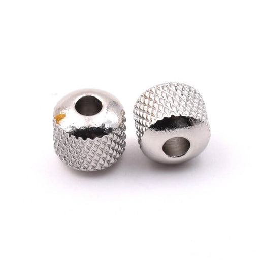 Perles tube strié diamant en acier inoxydable 8x8.5mm - Trou: 2mm (2)