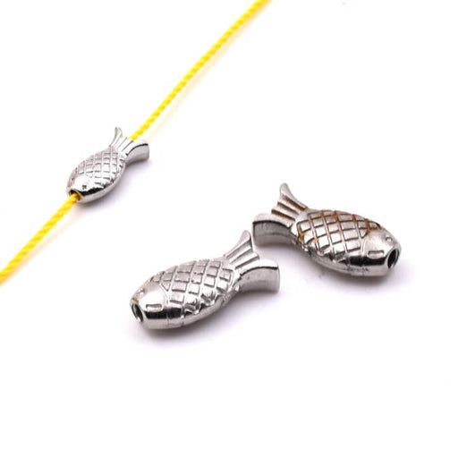 Perle poisson en acier inoxydable 9x4.5mm - Trou: 1mm (2)