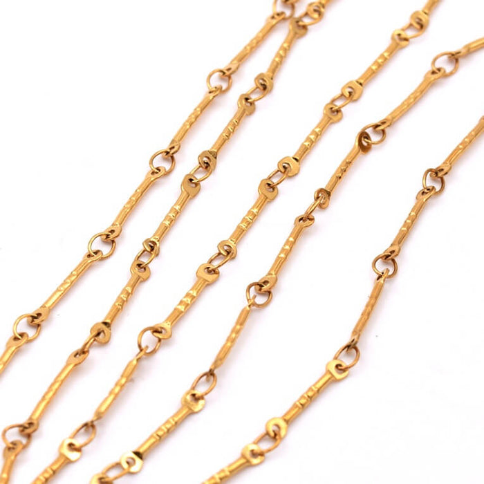 Chaine en acier inoxydable doré à barres et anneaux 1-3mm (50cm)