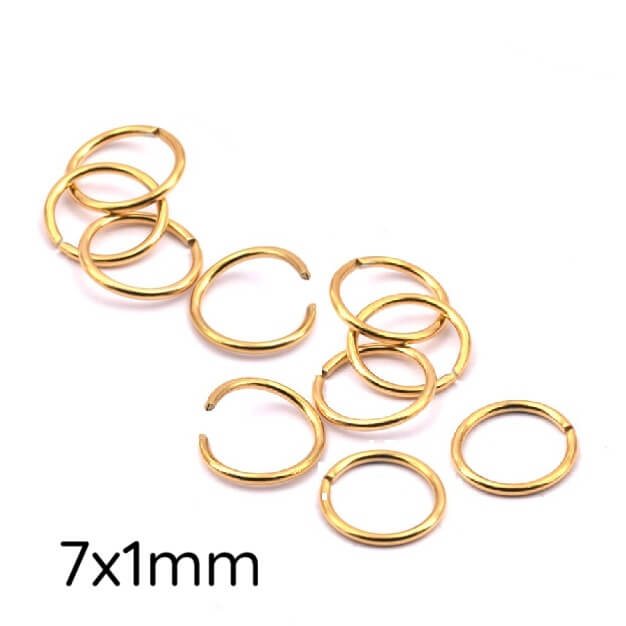 Anneaux de jonction acier inoxydable doré longue tenue 7x1mm (10)
