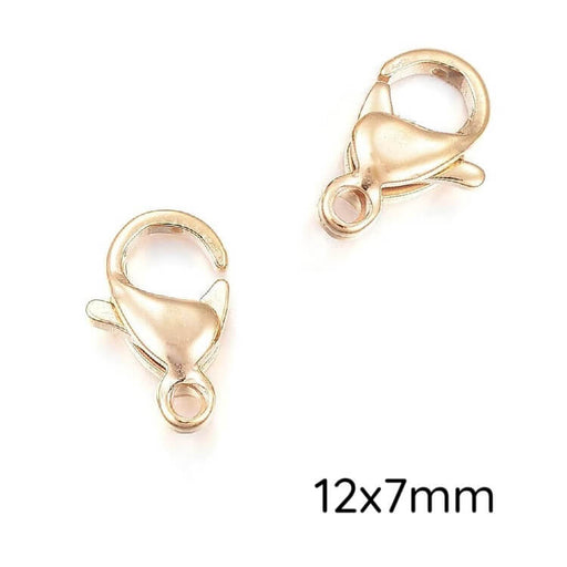Fermoir mousqueton acier inoxydable doré 12x7mm - Trou: 1mm (2)