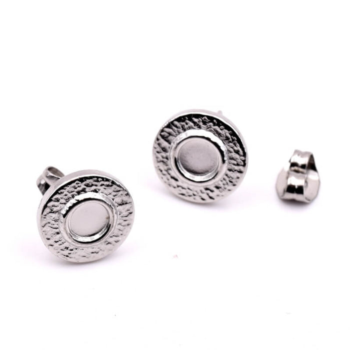 Boucles d'oreilles tige ronde en acier inoxydable pour cabochon 4mm (2)