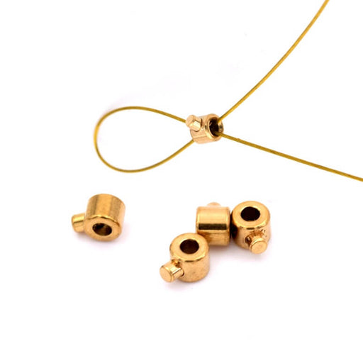 Achat Perle à écraser pour cable en acier inoxydable doré 3mm - Trou 1mm (4)