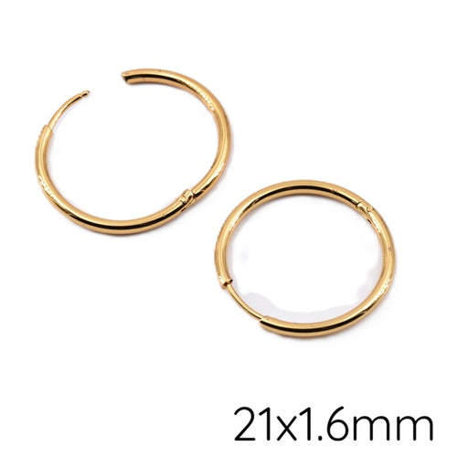 Boucle d'oreille créole huggie en acier doré OR-21x1.6mm-diam int: 18mm (2)