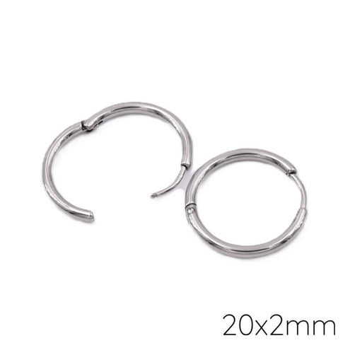 Boucles d'oreilles créole huggie en acier inoxydable- 20x2mm (2)
