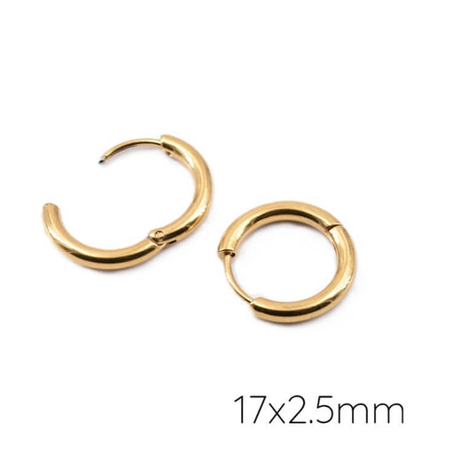 Boucles d'oreilles créole huggie en acier doré inoxydable- 17x2.5mm (2)
