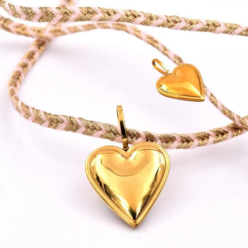 Achat Pendentif coeur en acier inoxydable doré 20mm - anneau 10x4mm (1)