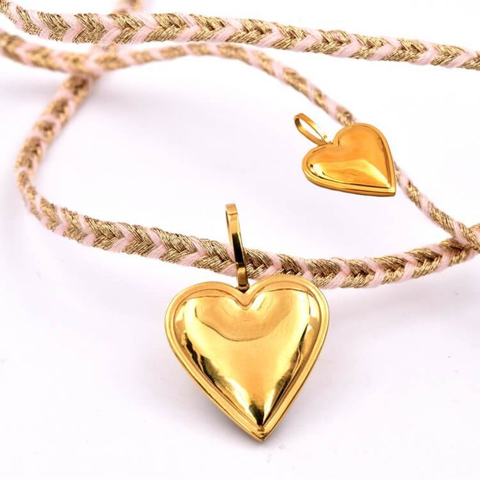 Pendentif coeur en acier inoxydable doré 20mm - anneau 10x4mm (1)