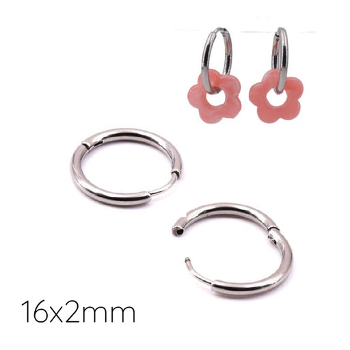 Boucles d'oreilles créole huggie en acier inoxydable- 16x2mm (2)