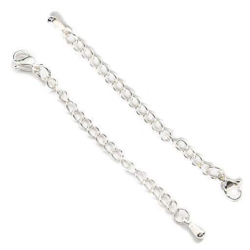 Fermoir Mousqueton et Chaine Rallonge 5cm Acier Argenté Inoxydable (1)