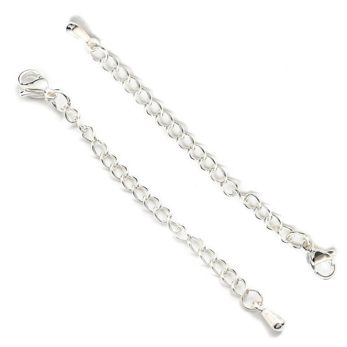 Fermoir Mousqueton et Chaine Rallonge 5cm Acier Argenté Inoxydable (1)