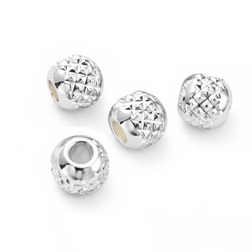 Perle rondelle diamant acier argenté 3x2.5mm - Trou: 1.2mm (10)