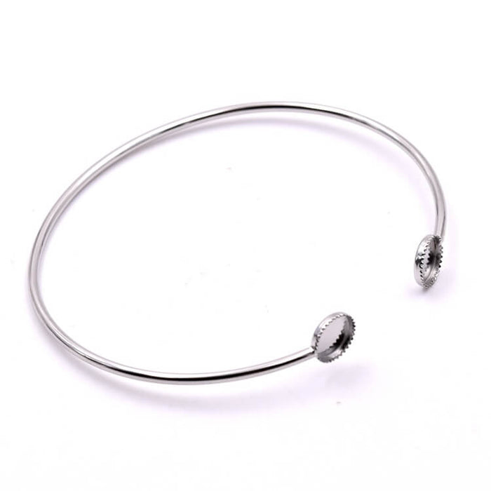 Bracelet jonc ovale - acier inoxydable pour cabochons 6mm- 55mm (1)