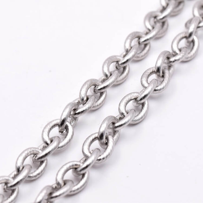 Chaine en Acier Inoxydable Striée Maille Ovale 10x8mm (50cm)