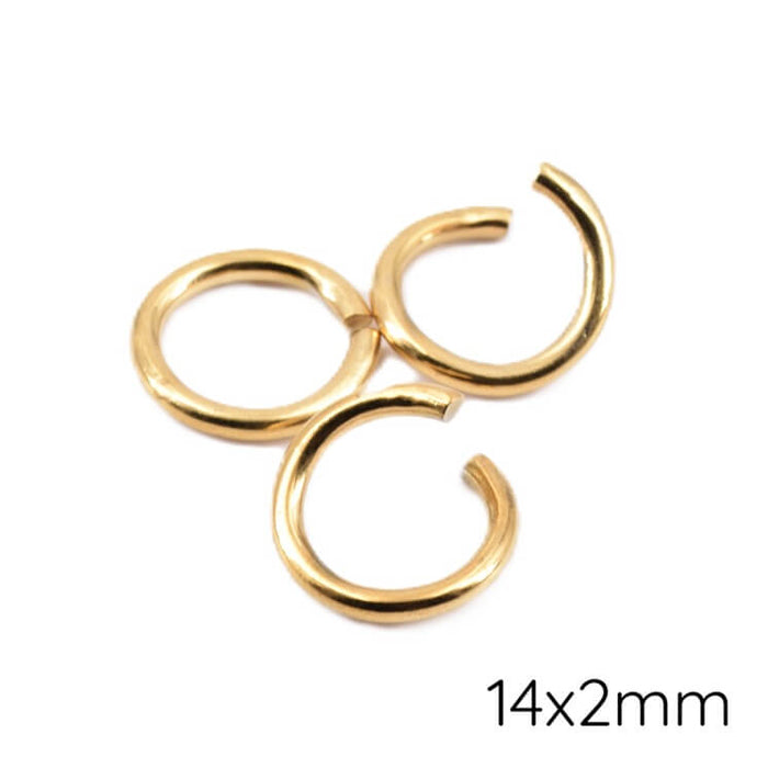 Anneaux ouverts acier inoxydable doré 14x2mm (3)