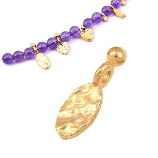 Perle pendentif boule et ovale acier doré  15mm - Trou: 1.8mm (1)