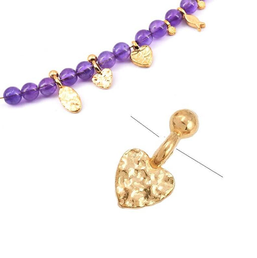Perle pendentif boule et coeur acier doré  12mm - Trou: 1.8mm (1)