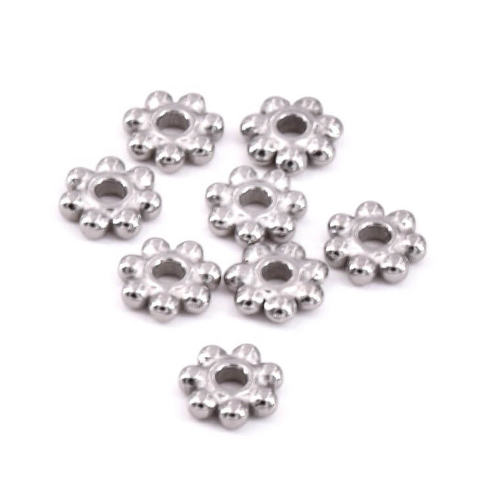 Perle heishi rondelle séparateur perlée acier 4x1.2mm - Trou:1mm (20)