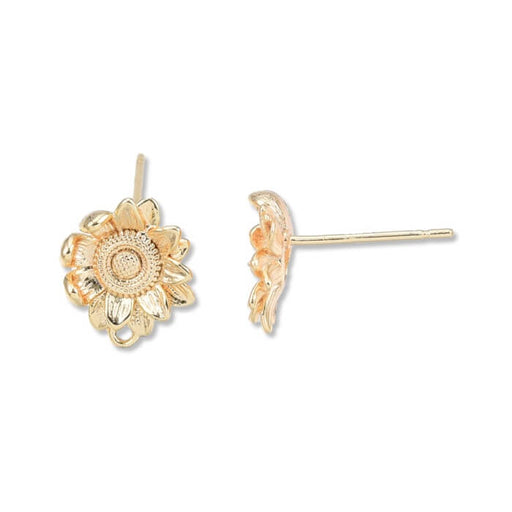 Achat Boucles d&#39;oreilles clou laiton doré qualité fleur avec poussoir (2)