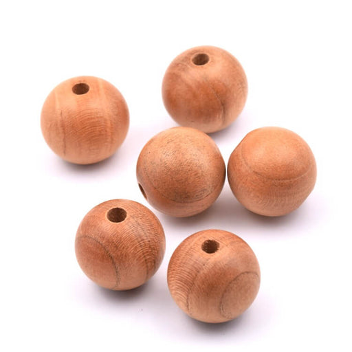 Achat Perle ronde en bois 15mm - Trou 2mm (20)