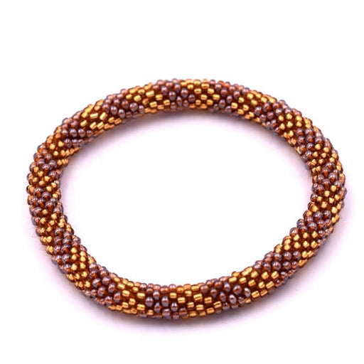 Achat Bracelet jonc crocheté Népalais light topaz et améthyste 65mm (1)