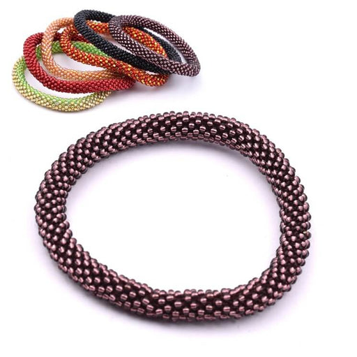 Achat Bracelet jonc crocheté Népalais améthyste silver lined 65mm (1)