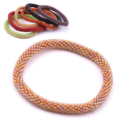 Achat Bracelet jonc crocheté Népalais beige topaz irisé 65mm (1)