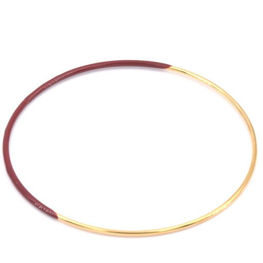 Achat Bracelet jonc rond fin acier doré émail bordeaux rouge 6.5x1.8mm (1)