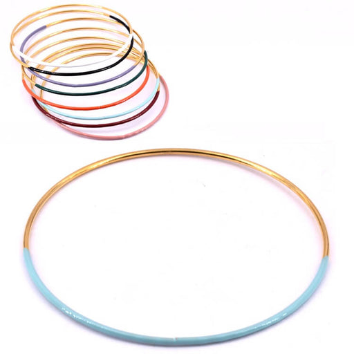 Achat Bracelet jonc rond fin acier doré émail bleu clair 6.5x1.8mm (1)