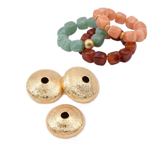 Perle rondelle séparateur stardust, 10x5mm doré qualité - trou: 1.8mm (3)