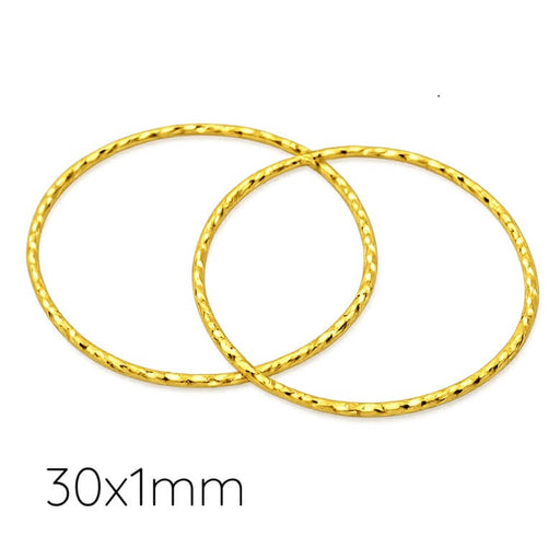 Anneaux connecteurs fermés - laiton doré jaune strié qualité 30x1mm - diam int : 28mm (2)