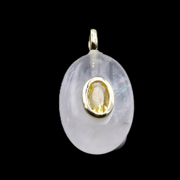 Pendentif oval cristal de quartz oeil en zircon 18mm - Trou: 1.8mm (1)