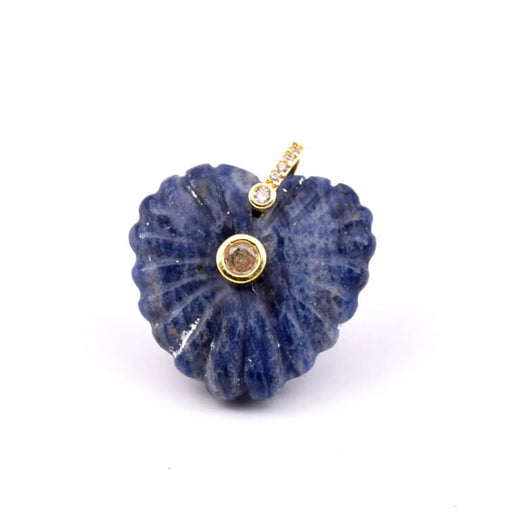 Pendentif coeur sculpté lapis laiton doré et zircon 25mm (1)