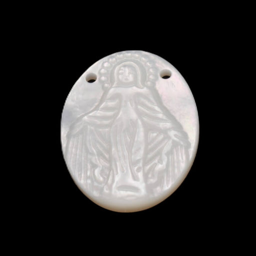 Nacre blanche- médaille Vierge Marie - 20x15mm (1)