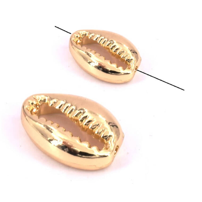 Connecteur pendentif coquillage cauri doré à l'or fin 17x12x5mm (1)