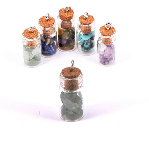 Achat Pendentif bouteille verre avec éclats d&#39;Aventurine 18x10mm (1)