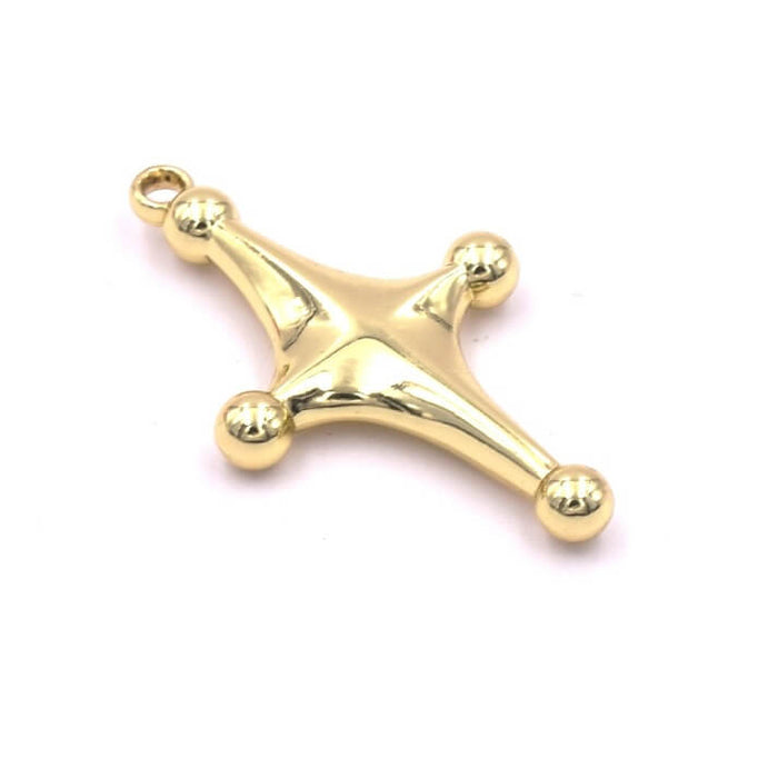 Pendentif croix étoile en métal doré clair 29x17x3.5mm -trou: 1.4mm(1)