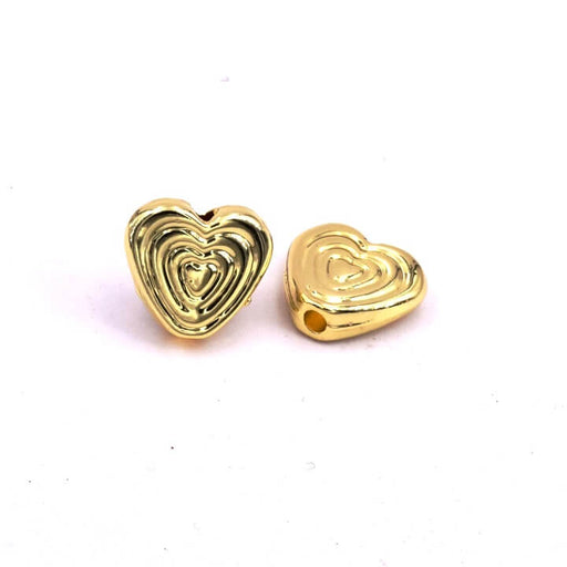 Perle coeur en métal doré 9x9.5mm - trou 1.4mm (4)