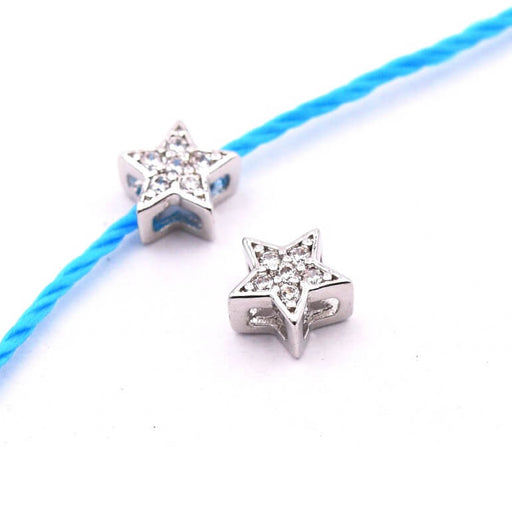 Achat Perle étoile laiton et pavé de zircons 5.5x3mm - trou: 2mm (1)