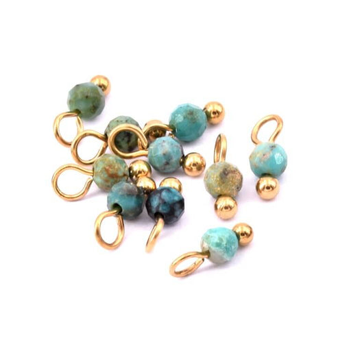 Achat Mini charms breloque perle Turquoise Africaine 3mm tige acier doré (10)