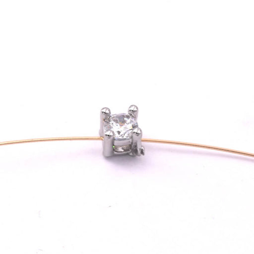 Achat Perle chaton zircon cube monté laiton rhodié 3mm - Trou 1.2mm (1)