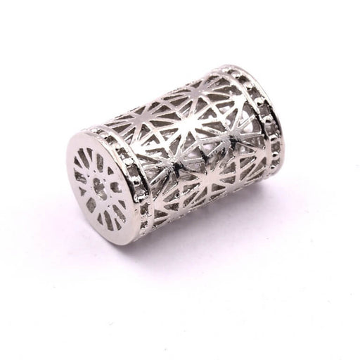 Perle tube cage ethnique laiton rhodié qualité 18x12mm - trou:2mm (1)