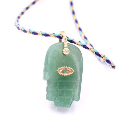 Achat Pendentif main de fatma aventurine et oeil cristal 27x17mm (1)