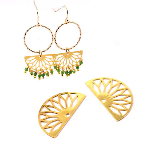 Achat Pendentif demi cercle ajouré laiton doré 19x10.5mm - Trou: 1mm (2)
