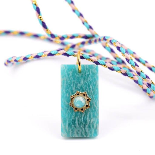 Achat Pendentif rectangle Amazonite et cabochon Amazonite 25x14mm (1)
