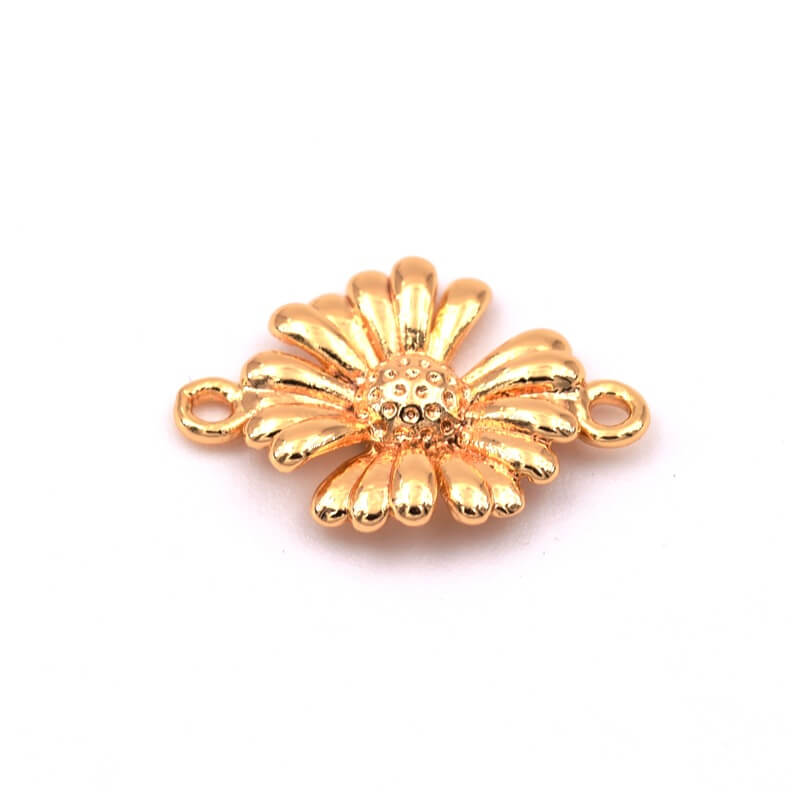 Broche Ancienne Fleur En Laiton Rose Doré Avec Strass - Occasion Bon état - Vintage