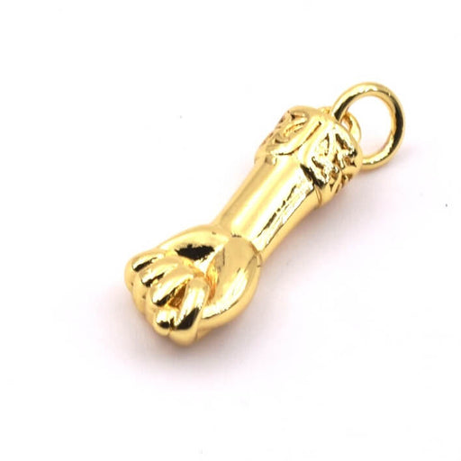 Achat Pendentif poing en laiton doré 20m - Trou: 3mm (1)