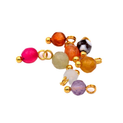 Pendentif breloque mix de pierres 4mm - Trou: 1mm (8)